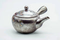 Three-quarter view of the large banko kyusu with the lid on.