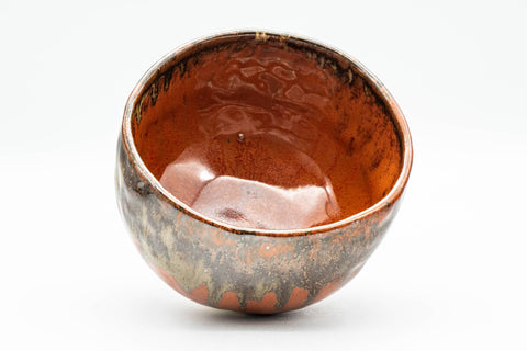 Japanese Matcha Bowl - 久 Red Yellow Drip-Glazed Chawan - 350ml