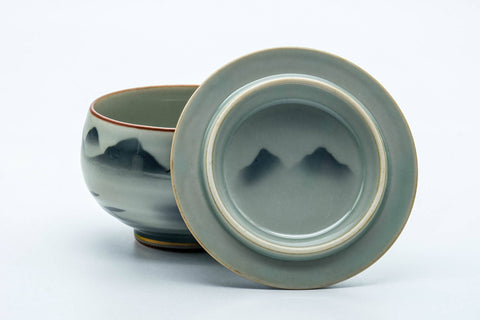Japanese Teacup - Grey Mountainous Arita-yaki Lidded Yunomi - 100ml