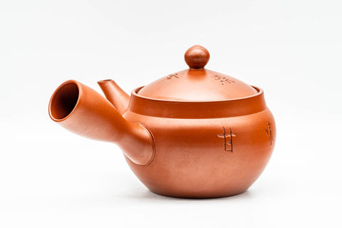 Japanese Kyusu - Kanji Engraved Tokoname-yaki Mesh Teapot - 310ml