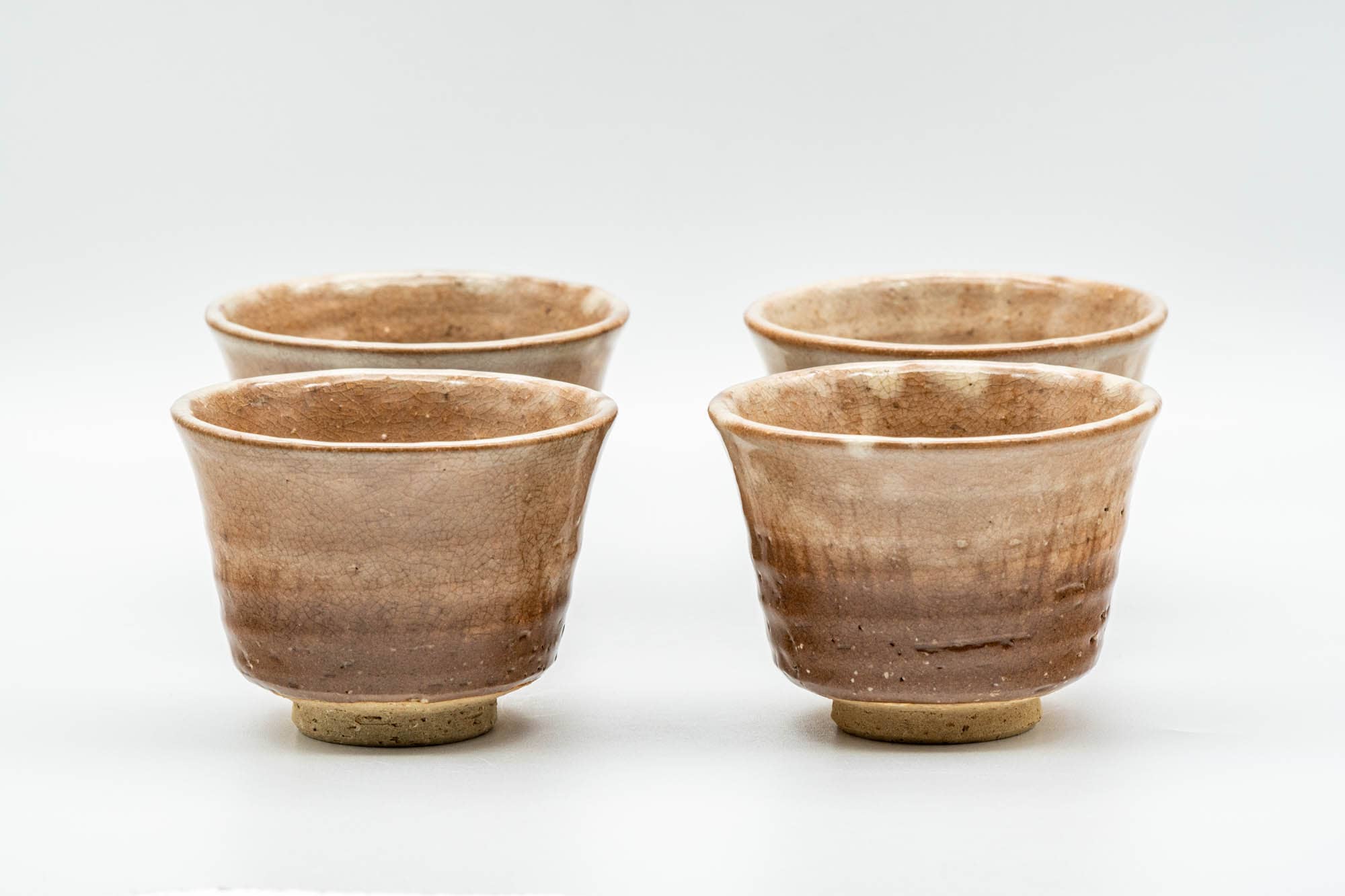 Japanese Teacups - Set of 4 Milky Beige Hagi-yaki Yunomi - 100ml