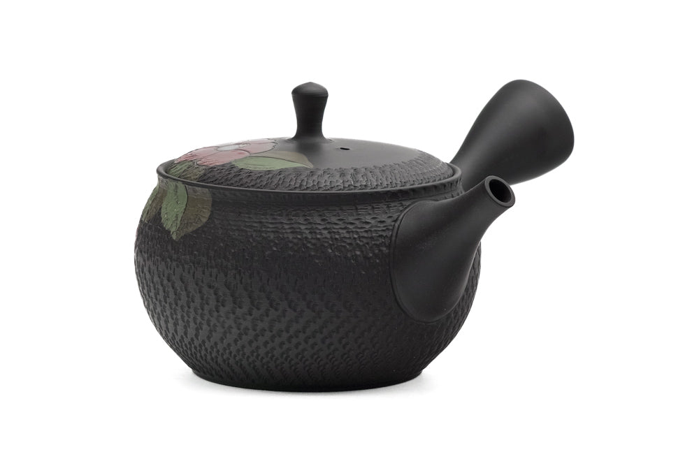 Japanese Kyusu - 玉光 Gyokko Kiln - Red Camellias Kokudei Tokoname Teapot - 300ml