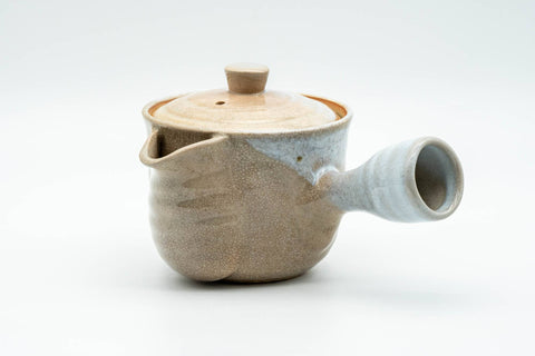Japanese Kyusu - Beige White Glazed Hagi-yaki Do-ake Teapot - 250ml - Tezumi