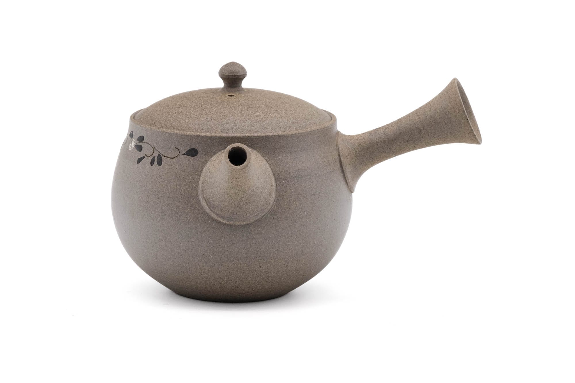 Japanese Kyusu - 都築豊 Tsuzuki Yutaka - Floral Yakishime Tokoname-yaki Teapot - 320ml