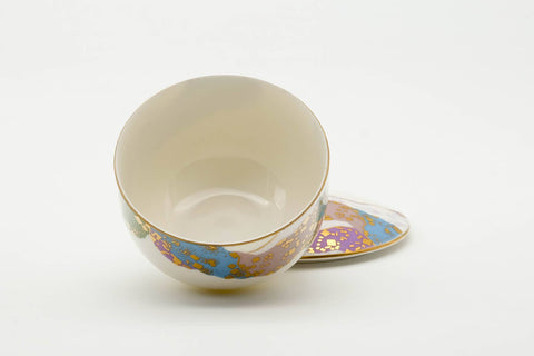 Japanese Teacup - Wavy Patterned Porcelain Arita-yaki Yunomi - 130ml