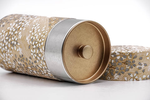Gold White Sakura Washi Tea Canister - 200g