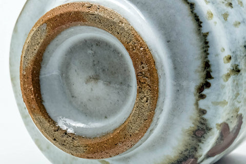 Tezumi — Japanese Teacup - Milky White Drip-Glazed Yunomi - 120ml — inverted showing the foot ring