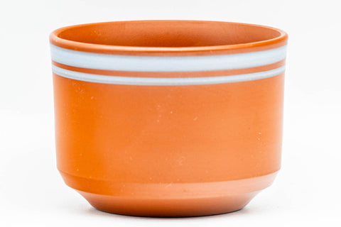 Japanese Teacups - Pair of Grey Striped Tokoname-yaki Yunomi - 90ml - three-quarter view of one cup