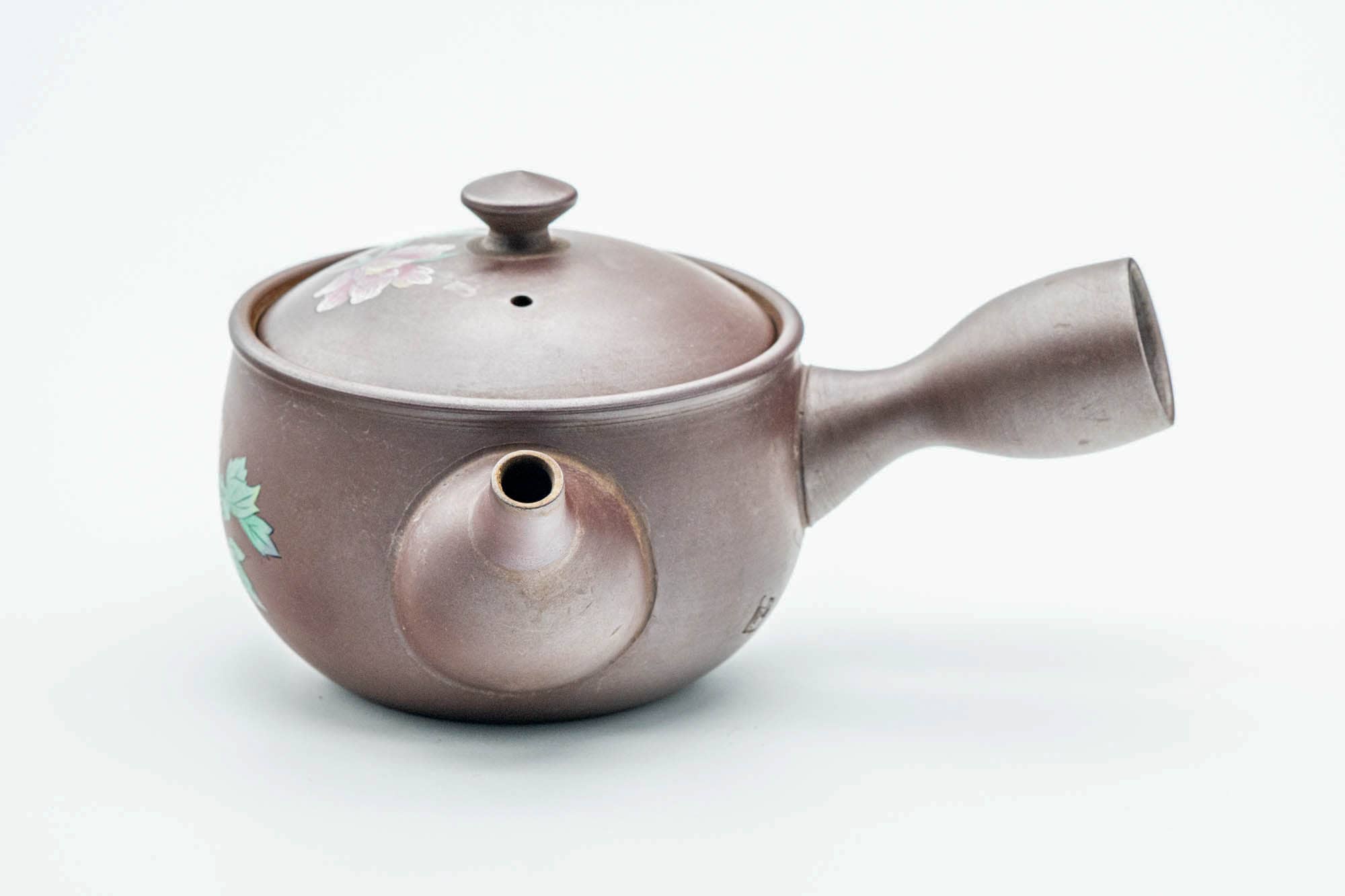 Japanese Kyusu - Floral Painted Purple Clay Mesh Filter Teapot - 230ml