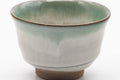 Tezumi — Japanese Teacup - Green White Drip-Glazed Agano-yaki Yunomi - 150ml — tipped to show the interior