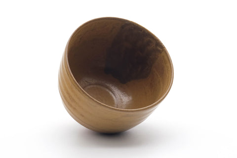 Tezumi — Japanese Matcha Bowl - Mottled Yellow Glazed Chawan - 400ml — three-quarter view