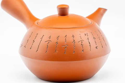 Tezumi — Japanese Kyusu - Calligraphy Engraved Tokoname-yaki Debeso Teapot - 280ml — closeup of the base