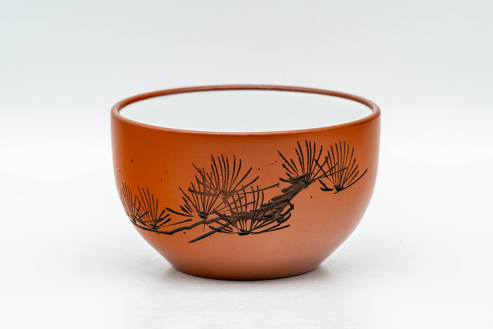 Japanese Teacup - Long Grass Engraved White Inner-Glazed Tokoname-yaki Yunomi - 120ml - Tezumi