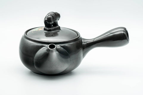 Japanese Kyusu - Year of the Pig Black Kurodei Tokoname-yaki Teapot - 360ml - side view