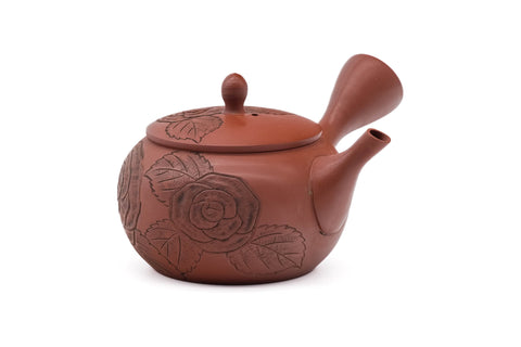 Camellia Flower Engraved Tokoname Teapot - 260ml