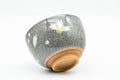 Tezumi — Japanese Teacup - Floral Grey Celadon Snowflake Glazed Yunomi - 150ml — top-down view of the interior