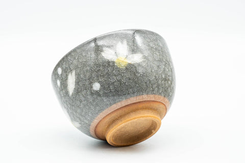 Tezumi — Japanese Teacup - Floral Grey Celadon Snowflake Glazed Yunomi - 150ml — top-down view of the interior