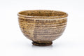 Japanese Matcha Bowl - Brown Spiraling Irabo Wan-nari Chawan - 475ml - front view showing the spiraled body and rim