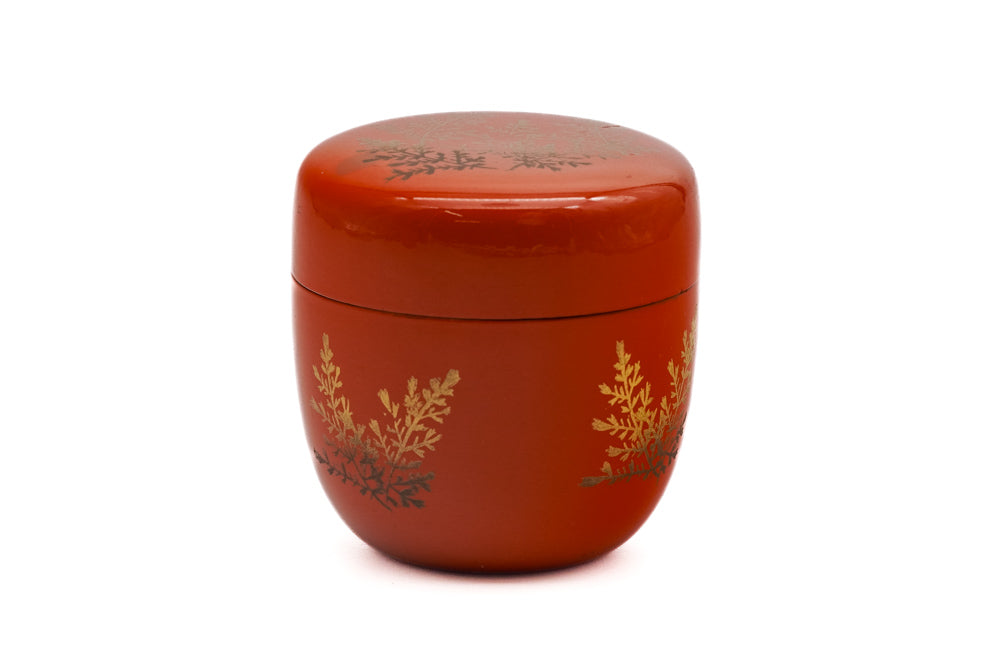 Japanese Natsume - Gold Maki-e Red Lacquer Matcha Tea Caddy