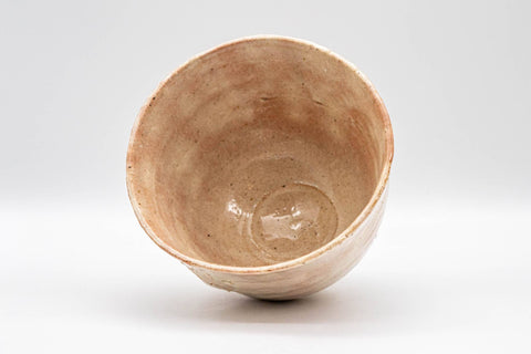 Japanese Matcha Bowl - Donguri Gohonte Ido-Style Hagi-yaki Chawan - 400ml - overhead view looking into the bowl interior