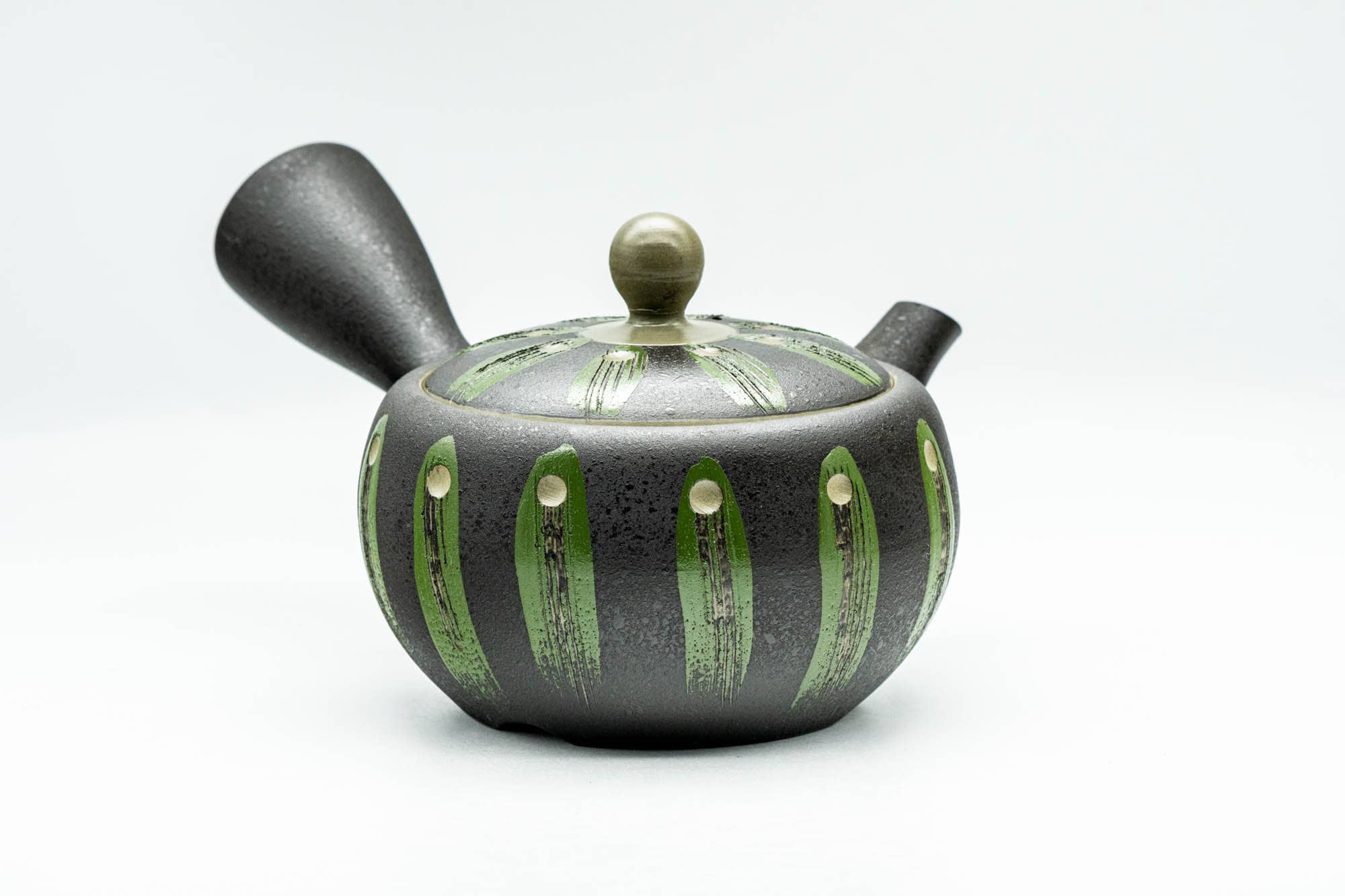 Japanese Kyusu - Black Green Geometric Tokoname-yaki Mesh Teapot - 275ml