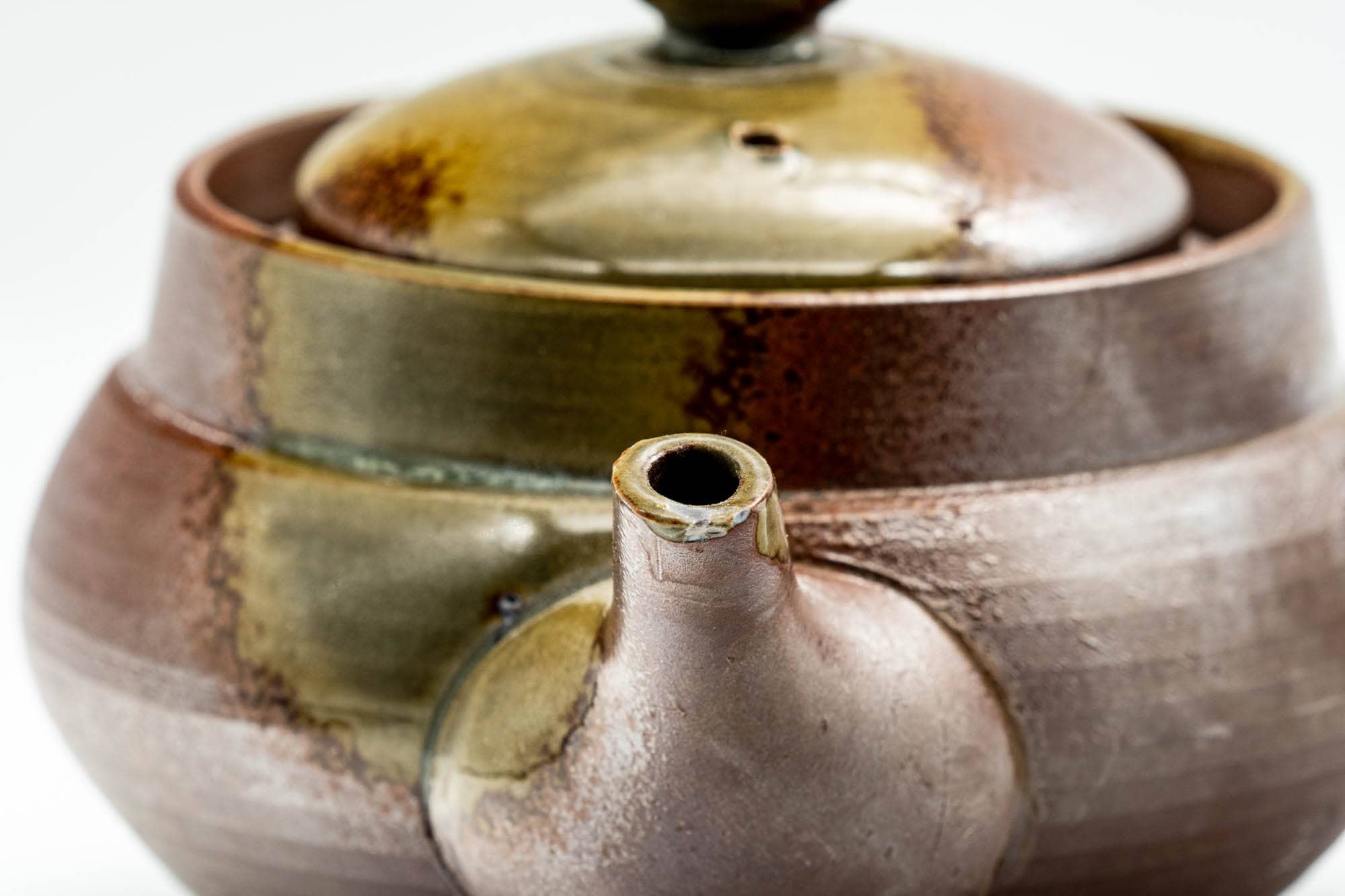 Japanese Kyusu - Ash Green Glazed Banko-yaki Mesh Teapot - 275ml