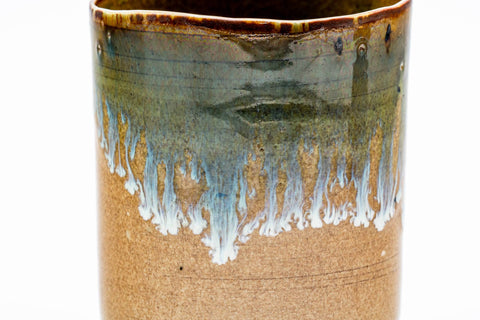 Japanese Teacup - Green Blue Drip-Glazed Agano-yaki Yunomi - 200ml