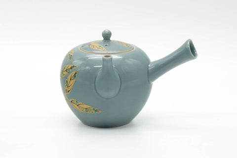 Japanese Kyusu - Blue Floral Hand-Painted Kutani Teapot - 500ml