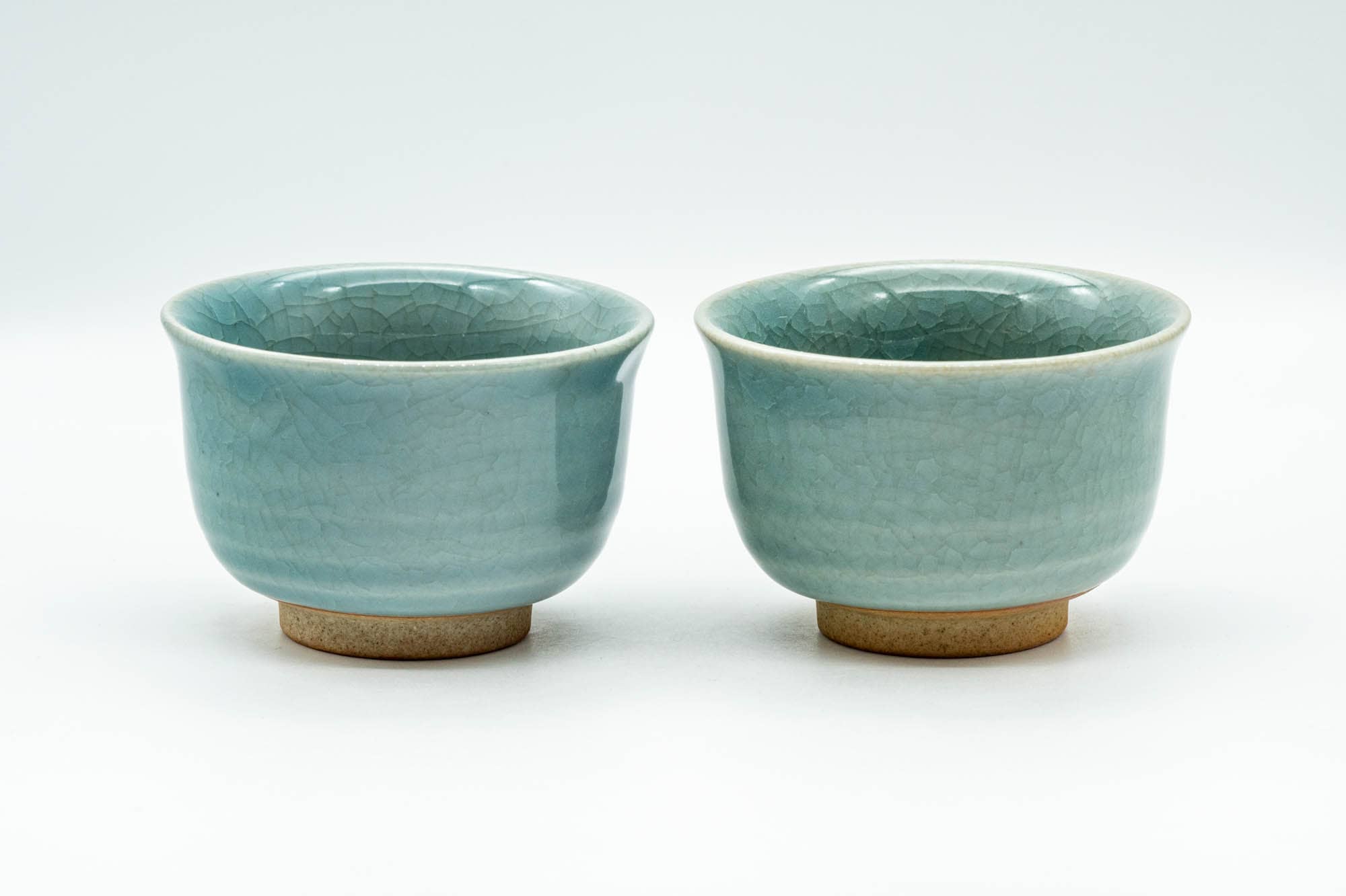Japanese Teacups - Pair of Celadon Crazed Glazed Yunomi - 125ml
