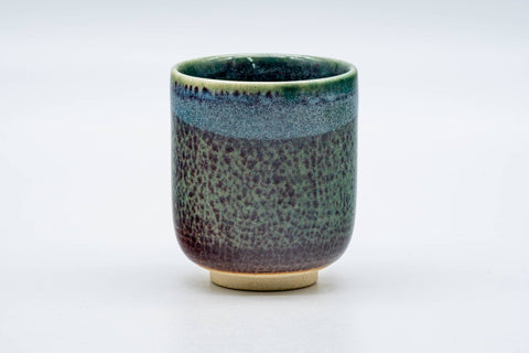 Japanese Teacup - Green Speckled Tsutsu-gata Yunomi - 140ml