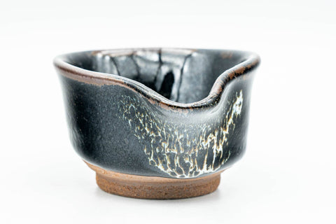 Japanese Katakuchi - Small Jet Black Hare's Fur Glazed Water Cooler - 50ml - Tezumi