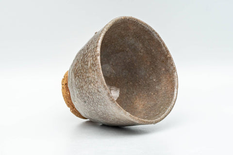 Japanese Teacup - Milky Grey Glazed Hagi-yaki Yunomi - 125ml - cup tilted to show the interior