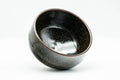 Japanese Matcha Bowl - Black Yellow Speckled Glazed Chawan - 250ml - top-down view into the interior