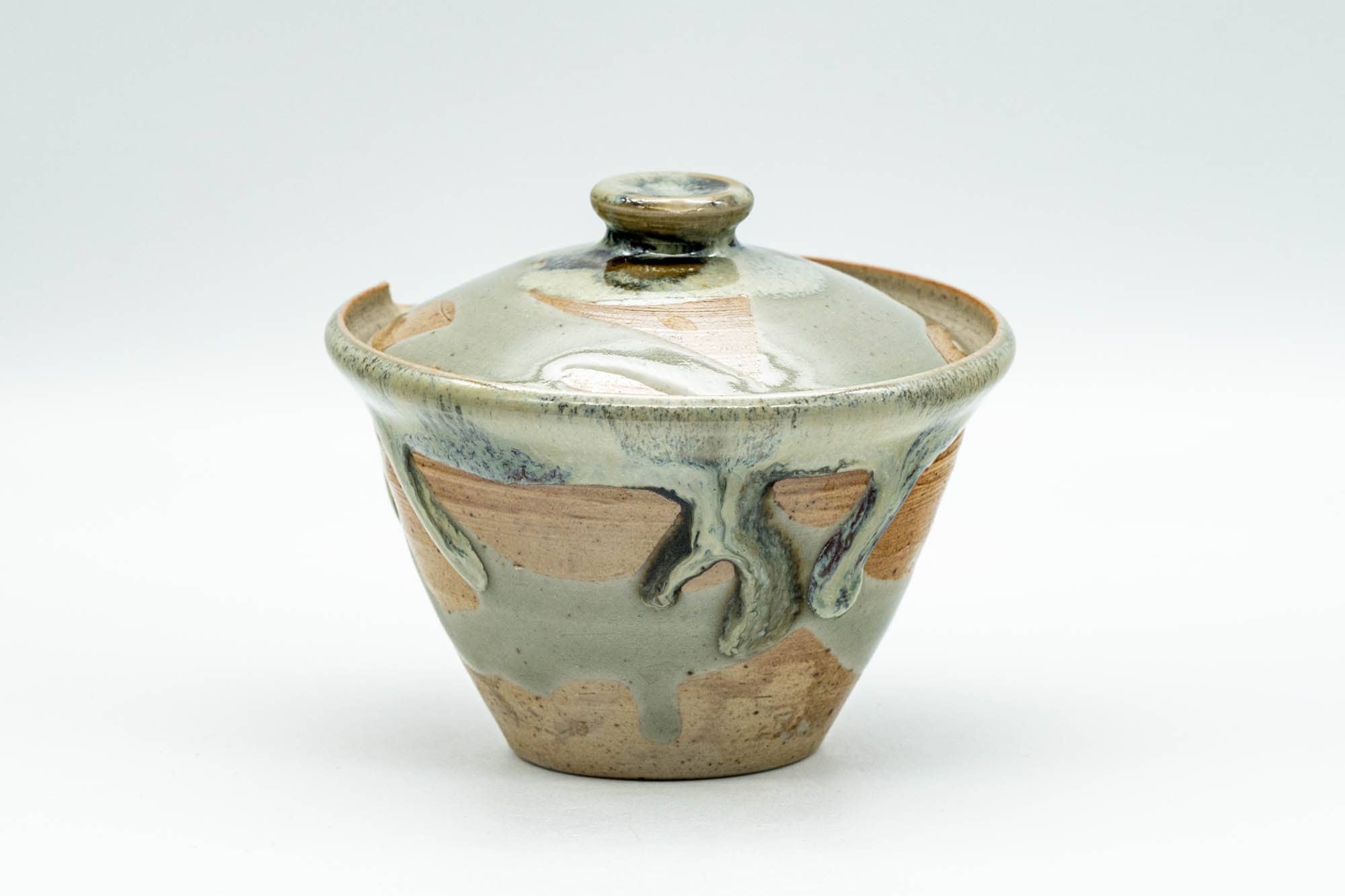 Japanese Tea Set - Hare's Fur Drip-Glazed Akogi-yaki Shiboridashi Teapot with 5 Guinomi Teacups