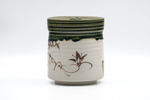 Japanese Mizusashi - Abstract Geometric Green Drip-Glazed Oribe-yaki Water Container - 750ml