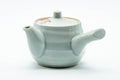 Japanese Kyusu - Red Bamboo Motif Kutani-yaki Porcelain Teapot - 370ml - side profile with the spout to the left