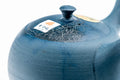 Mogake Seaweed Blue Tokoname Teapot - 200ml - side view showing the blue surface with mogake markings