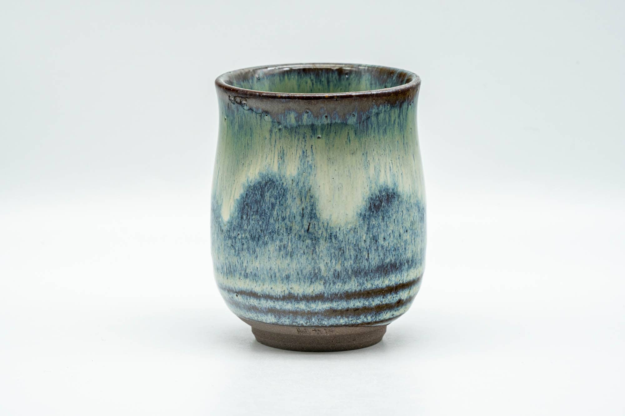 Japanese Teacup - Green White Hare's Fur Drip-Glazed Agano-yaki Yunomi - 175ml - Tezumi