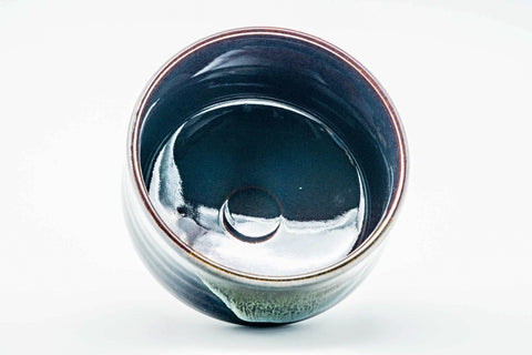 Japanese Matcha Bowl - Black Blue Hare's Fur Drip-Glazed Chawan - 350ml
