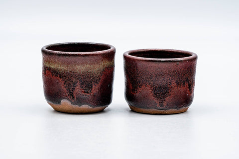 Japanese Teacup - Red Mottled Glazed Meoto Yunomi