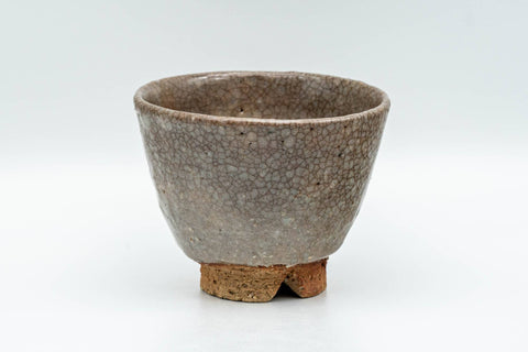 Japanese Teacup - Milky Grey Glazed Hagi-yaki Yunomi - 125ml - front view of the bowl-shaped teacup