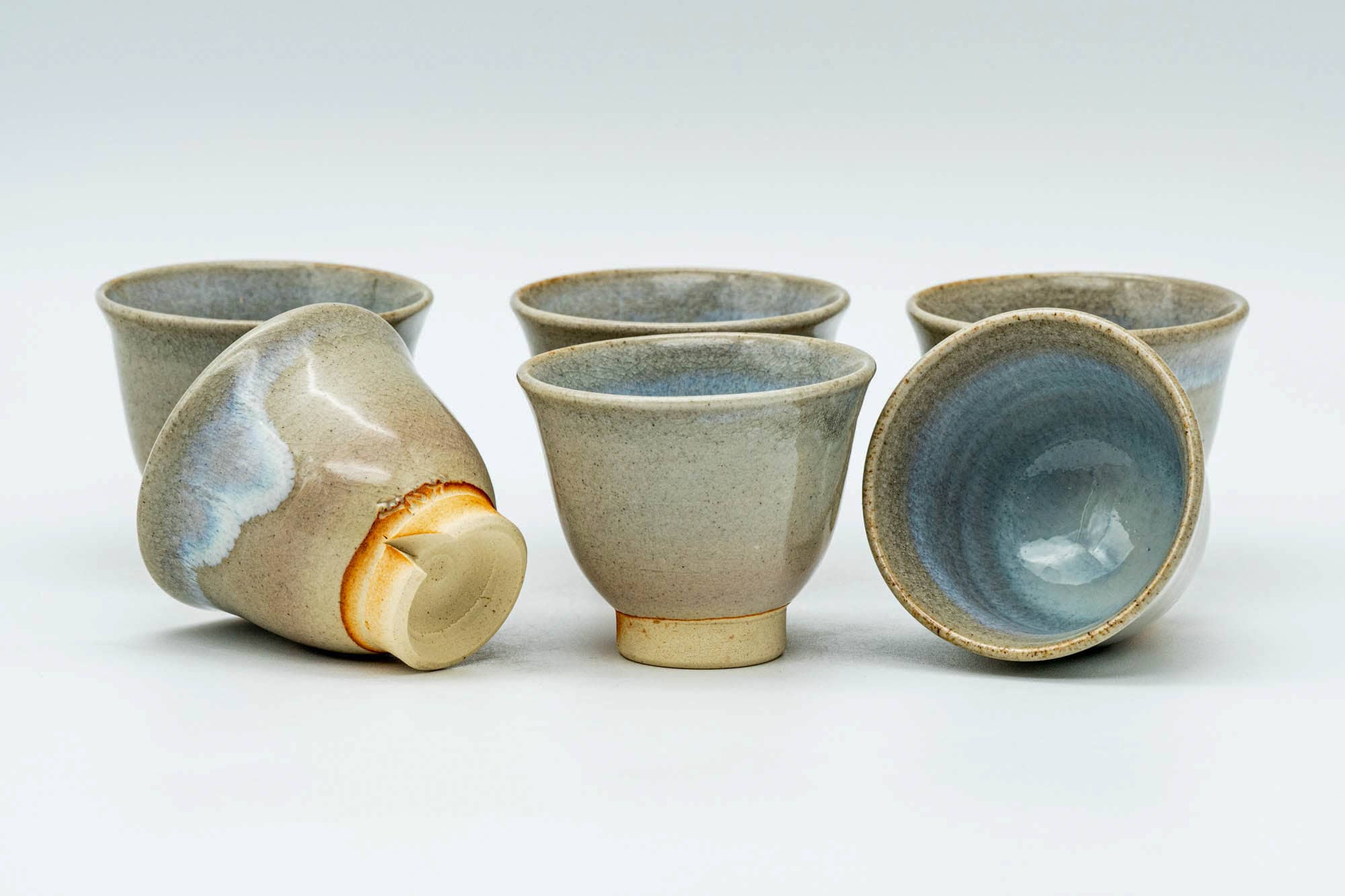 Japanese Tea Set - Drip-Glazed Hagi-yaki Houhin Teapot - Katakuchi Water Cooler - 2 Guinomi Teacups