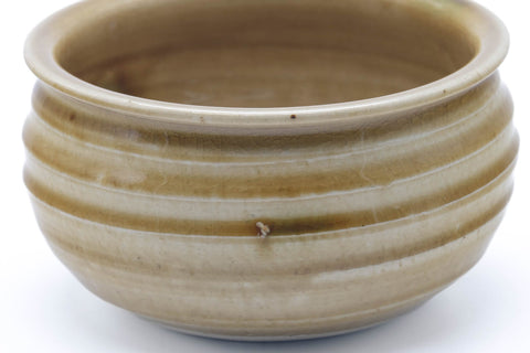 Japanese Kensui - Spiraling Yellow Glazed Seto-yaki Water Bowl - 640ml