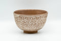 Tezumi — Japanese Matcha Bowl - Floral Geometric White Glazed Chawan - 300ml — front view