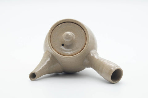 Tezumi — Japanese Kyusu - Floral Beige Glazed Ceramic Filter Teapot - 250ml — interior view showing the filter