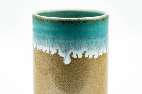 Japanese Teacup - Biege Blue Drip-Glazed Agano-yaki Yunomi - 180ml