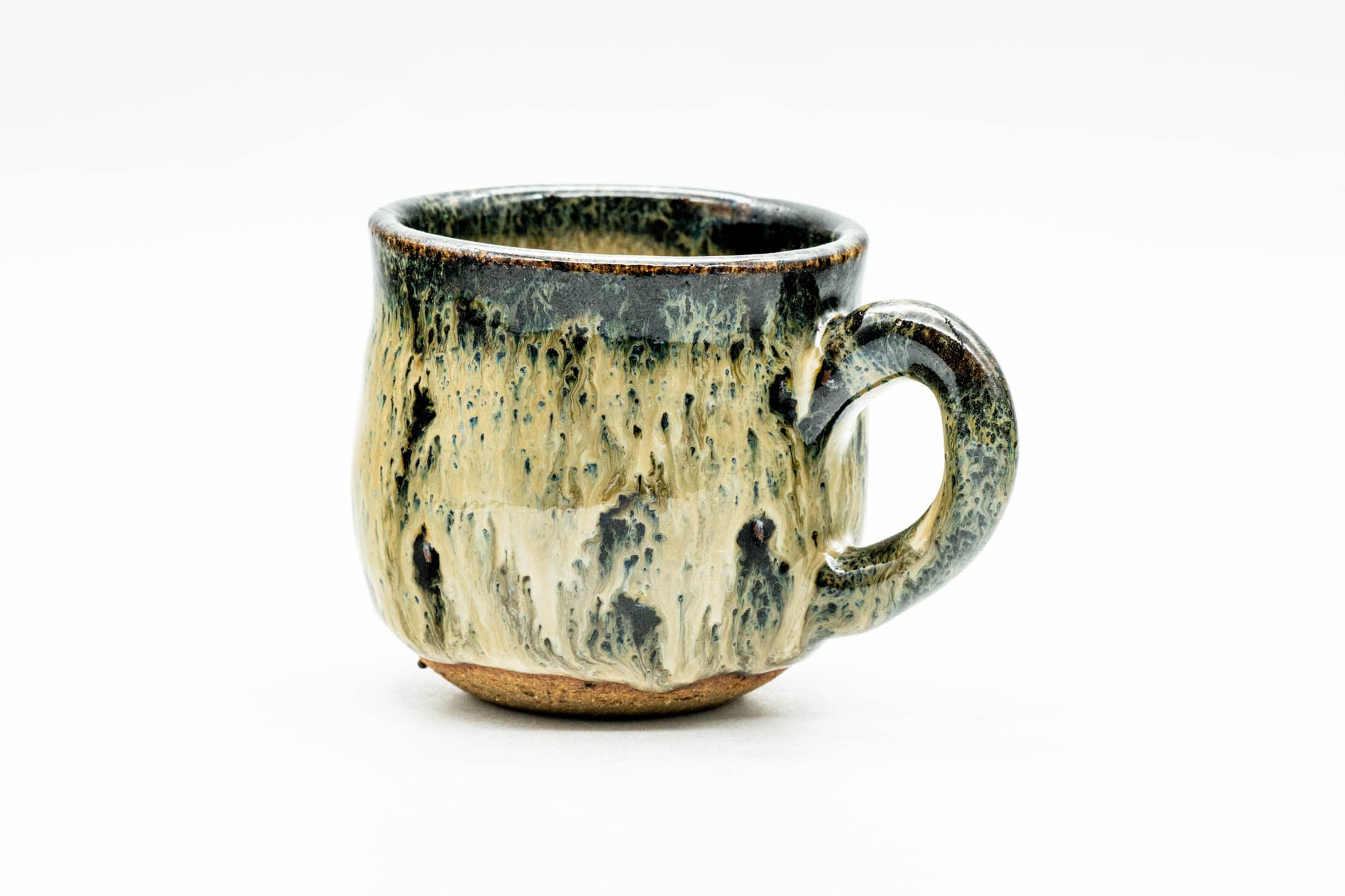 Japanese Teacup - Beige Hare's Fur Drip-Glazed Ushirode Yunomi - 90ml