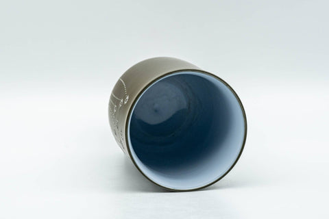 Japanese Teacup - Floral Green Ryokudei Tokoname-yaki Yunomi - 130ml - top-down view showing the white glazed interior