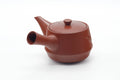 Tezumi — Japanese Kyusu - Bamboo Engraved Tokoname Red Shudei Teapot - 300ml — top-down view of the lid