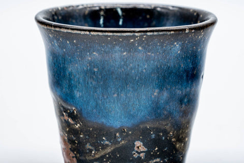Japanese Teacup - Deep Blue Black Glazed Hagi-yaki Yunomi - 90ml